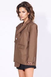 Blazer mit unregelmäßigem Verschluss – Braun